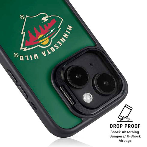 NHL Minnesota Wild Solid Background iPhone 15 Kickstand Case